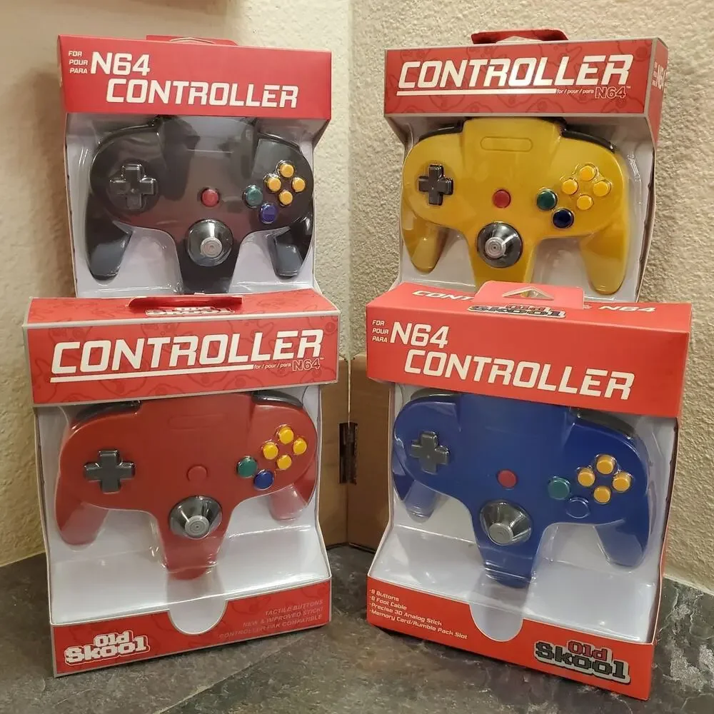 4 N64 Controllers - 4 Colors Bundle (NEW) - Red Blue Black Yellow - Nintendo